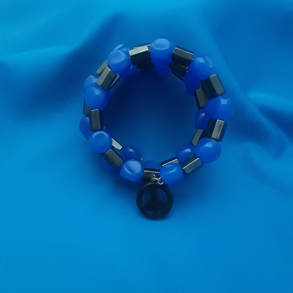 Handmade stone wrap bracelet .